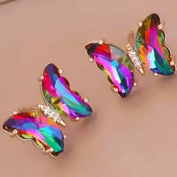 Jewelry - Butterfly 🦋 Multi-colored Crystal Stud Earrings - New